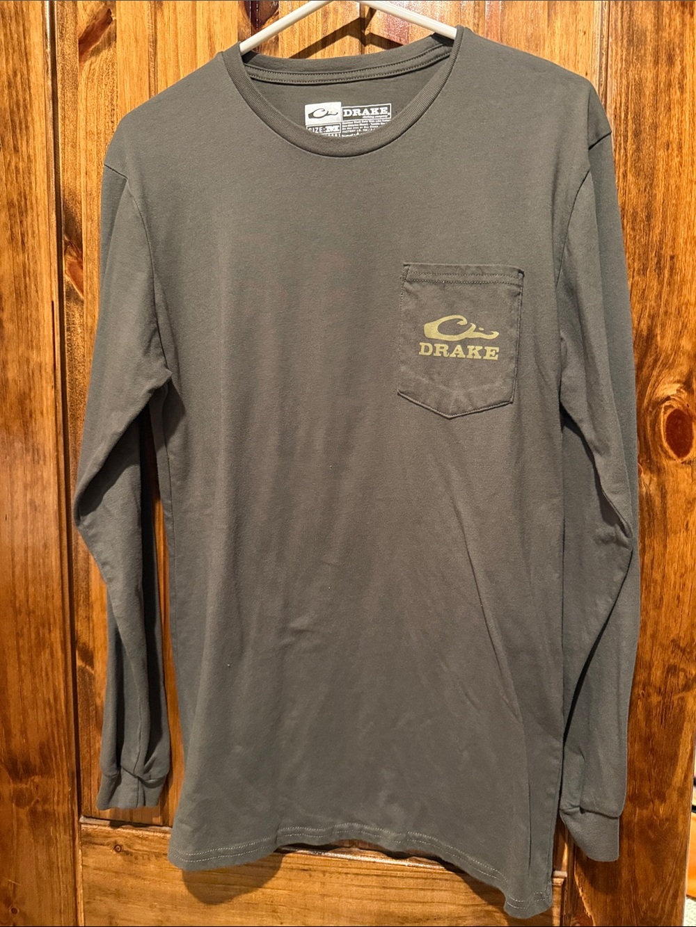 Drake Olive Green Long Sleeve Pocket Tee with Logo